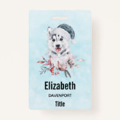 Weihnachts-Husky-Hund in einer Weihnachtsmannmütze Ausweis (Vorderseite)