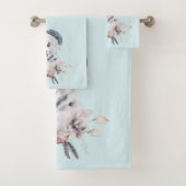 Weihnachts-Husky-Hund in einer Weihnachtsmannmütze Badhandtuch Set (Insitu)