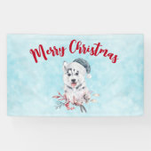 Weihnachts-Husky-Hund in einer Weihnachtsmannmütze Banner (Horizontal)