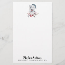 Weihnachts-Husky-Hund in einer Weihnachtsmannmütze Briefpapier