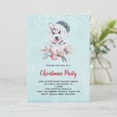 Weihnachts-Husky-Hund in einer Weihnachtsmannmütze Einladung (Stehend Vorderseite)