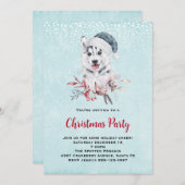 Weihnachts-Husky-Hund in einer Weihnachtsmannmütze Einladung (Vorne/Hinten)