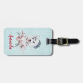 Weihnachts-Husky-Hund in einer Weihnachtsmannmütze Gepäckanhänger (Vorderseite horizontal)