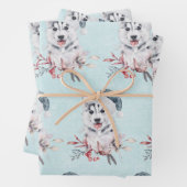Weihnachts-Husky-Hund in einer Weihnachtsmannmütze Geschenkpapier Set (Beispiel)