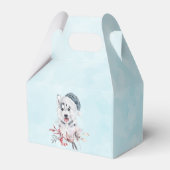 Weihnachts-Husky-Hund in einer Weihnachtsmannmütze Geschenkschachtel (Rückseite)