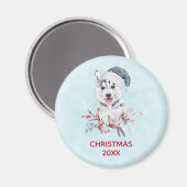 Weihnachts-Husky-Hund in einer Weihnachtsmannmütze Magnet (Vorderseite/Rückseite)