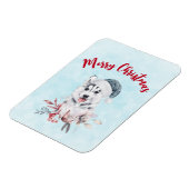 Weihnachts-Husky-Hund in einer Weihnachtsmannmütze Magnet (Linke Seite)