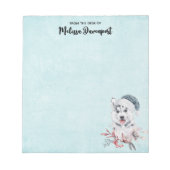 Weihnachts-Husky-Hund in einer Weihnachtsmannmütze Notizblock (Vorderseite)