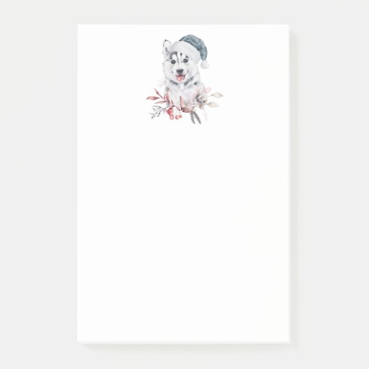 Weihnachts-Husky-Hund in einer Weihnachtsmannmütze Post-it Klebezettel (Vorderseite)