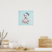 Weihnachts-Husky-Hund in einer Weihnachtsmannmütze Poster (Küche)