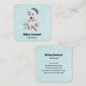 Weihnachts-Husky-Hund in einer Weihnachtsmannmütze Quadratische Visitenkarte (Vorne/Hinten)