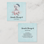 Weihnachts-Husky-Hund in einer Weihnachtsmannmütze Quadratische Visitenkarte (Vorne/Hinten)