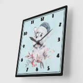 Weihnachts-Husky-Hund in einer Weihnachtsmannmütze Quadratische Wanduhr (Winkel)