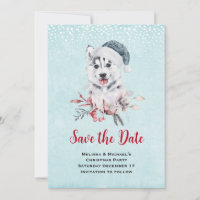 Weihnachts-Husky-Hund in einer Weihnachtsmannmütze