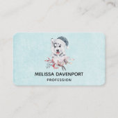 Weihnachts-Husky-Hund in einer Weihnachtsmannmütze Visitenkarte (Vorderseite)