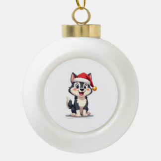 Weihnachts-Husky-Hundeliebhaber Malamute (2) Keramik Kugel-Ornament