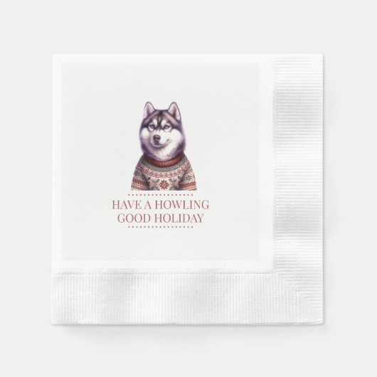 Weihnachts-Husky individuell Serviette (Vorderseite)
