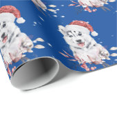 Weihnachts-Husky mit Weihnachtsmannmütze-Umschlagp Geschenkpapier (Rolleneckpunkt)