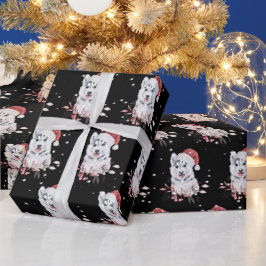 Weihnachts-Husky mit Weihnachtsmannmütze-Umschlagp Geschenkpapier
