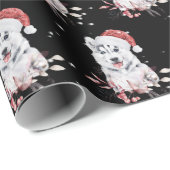 Weihnachts-Husky mit Weihnachtsmannmütze-Umschlagp Geschenkpapier (Rolleneckpunkt)