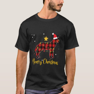 Weihnachts-Husky-Rotkariert-Hunde-Pyjama T-Shirt