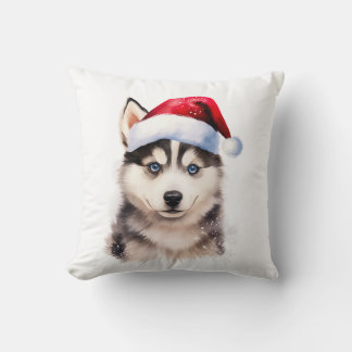 Weihnachts-Husky-Welpendekor Kissen