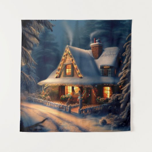 Weihnachts-Hütte 1 Wandteppich (Vorderseite)
