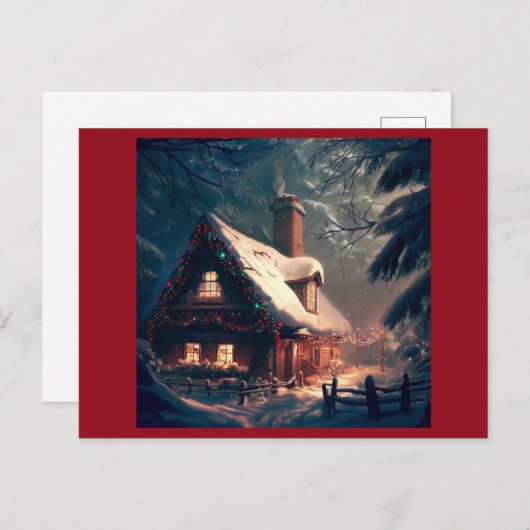 Weihnachts-Hütte 2 Feiertagspostkarte (Vorne/Hinten)