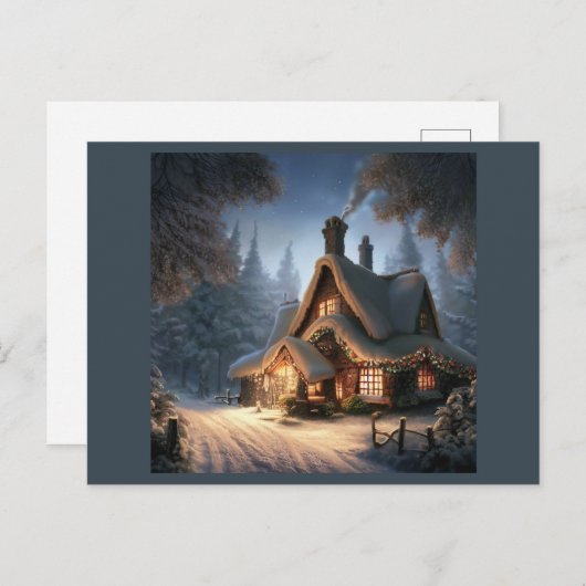 Weihnachts-Hütte 5 Feiertagspostkarte (Vorne/Hinten)