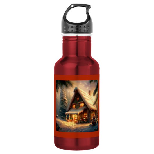 Weihnachts-Hütte 8 Edelstahlflasche (Vorderseite)