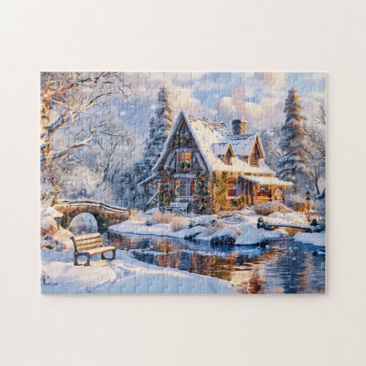 Weihnachts-Hütte am Snowy River Puzzle (Horizontal)