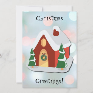 Weihnachts-Hütte Art Holiday Flat Card Feiertagskarte