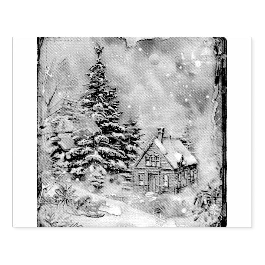 Weihnachts-Hütte Gummistempel (Prägung)