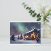 Weihnachts-Hütte im Schnee Postkarte (Stehend Vorderseite)