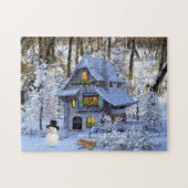 Weihnachts-Hütte im Schnee Puzzle (Horizontal)