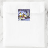 Weihnachts-Hütte Quadratischer Aufkleber (Tasche)
