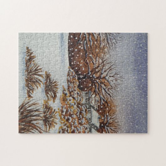 Weihnachts-Hütten Schneeszene jigsaw Puzzle (Horizontal)