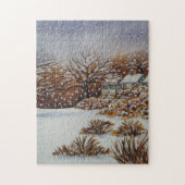 Weihnachts-Hütten Schneeszene jigsaw Puzzle (Vertikal)