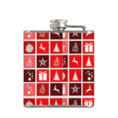 Weihnachts Icon Red Squares Holiday Art Classic Flachmann (Rückseite)