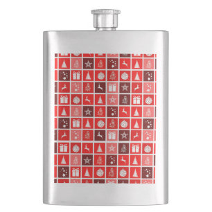 Weihnachts Icon Red Squares Holiday Art Classic Flachmann