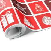 Weihnachts Icon Red Squares Holiday Art Classic Geschenkpapier (Rolleneckpunkt)
