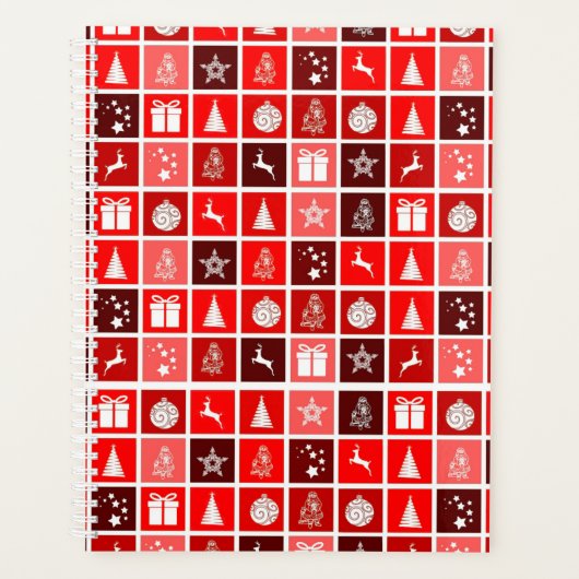 Weihnachts Icon Red Squares Holiday Art Classic Planer (Vorderseite)