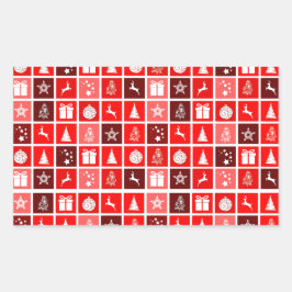 Weihnachts Icon Red Squares Holiday Art Classic Rechteckiger Aufkleber