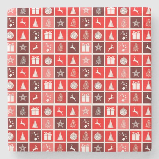 Weihnachts Icon Red Squares Holiday Art Classic Steinuntersetzer (Vorderseite)