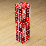 Weihnachts Icon Red Squares Holiday Art Classic Weinbox<br><div class="desc">Ein niedliches Weihnachtsmuster mit Weihnachtsdekorationen,  Rentieren,  Geschenken,  Stars und Weihnachtsballen.</div>