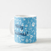 Weihnachts Icons Blue Santa Elf Snowman Festival Kaffeetasse (Vorderseite Links)