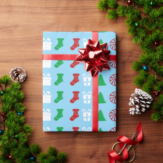Weihnachts-Icons (Dreifarbig) Geschenkpapier (Feiertagsgeschenk)