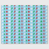 Weihnachts-Icons (Dreifarbig) Geschenkpapier (Flach)