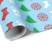 Weihnachts-Icons (Dreifarbig) Geschenkpapier (Rolleneckpunkt)