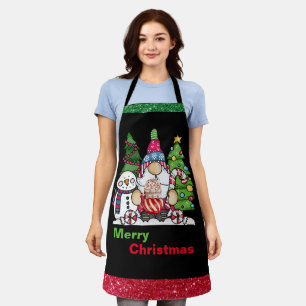 Weihnachts-Icons Roter grüner Glitzer Schürze, Url Schürze